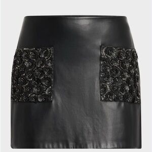 Ramy Brook Black Mini Skirt with Floral Details